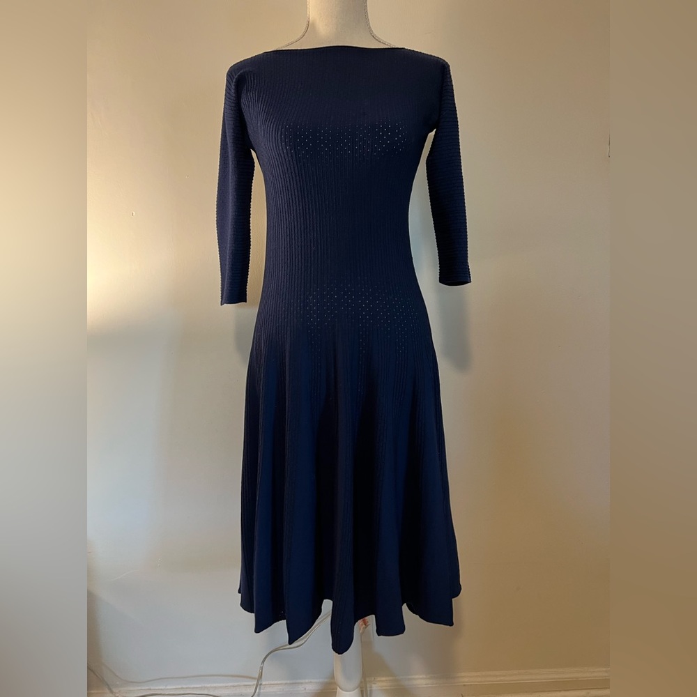 Emporio Armani Pointelle Knit Half-Sleeve Dress IT Size 42